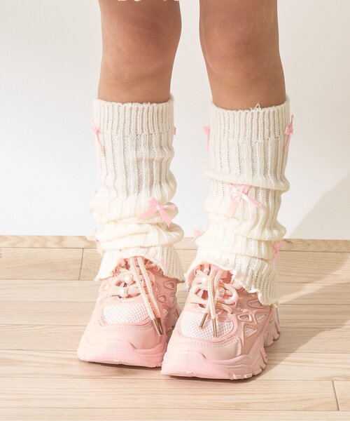 chipchipshop リボン付き薄いピンクレッグウェア ちびリボン付きルーズソックス【子供服】【キッズ】【女の子