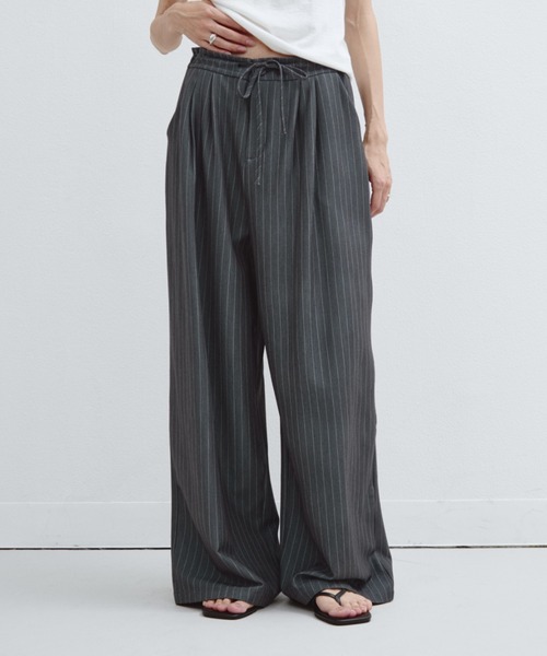 ANF.MUU(アンフムー)の「ドロストウエストストライプスラックス(スラックス・レディース・グレー/ブラック/ネイビー・LARGE/MEDIUM)」の3枚目の写真