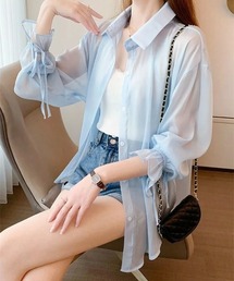 BORDERS at BALCONY/ボーダーズアットバルコニー】PUFF SLEEVE SHEER