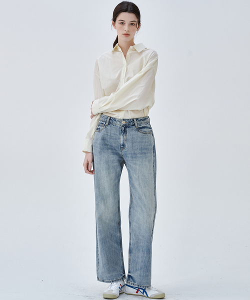 MALOUPE（マロップ）の「9154 クロップワイドデニム（ライトインディゴ）（デニムパンツ・レディース・その他・26/28/30）」の2枚目の写真
