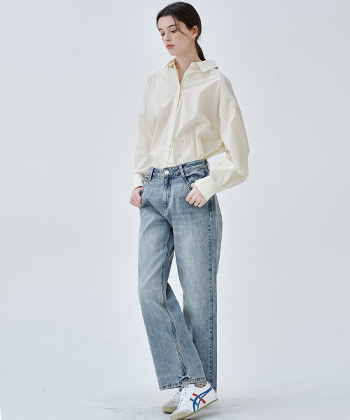 MALOUPE（マロップ）の「9154 クロップワイドデニム（ライトインディゴ）（デニムパンツ・レディース・その他・26/28/30）」の3枚目の写真