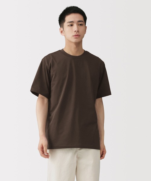 無印良品(ムジルシリョウヒン)の「紳士 天竺編みクルーネック半袖Tシャツ(Tシャツ/カットソー・メンズ・ホワイト/ダークネイビー/ライトグリーン/ネイビー/ブルー系/オートミール/ブラック/グレー/ブラウン系/カーキ系・XL/L/M/S)」の4枚目の写真