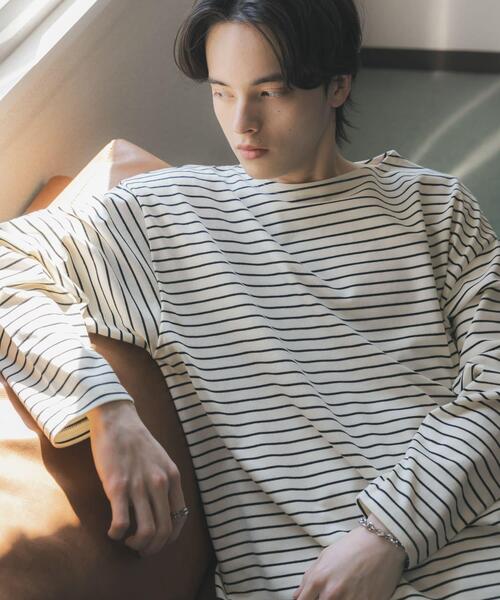 SENSE OF PLACE by URBAN RESEARCH(センスオブプレイスバイアーバンリサーチ)の「エクストラルーズバスクシャツ(Tシャツ/カットソー・メンズ・ホワイト/ブラウン/ブラック・MEDIUM/LARGE)」の1枚目の写真