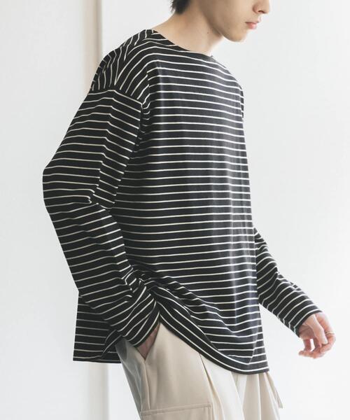 SENSE OF PLACE by URBAN RESEARCH(センスオブプレイスバイアーバンリサーチ)の「エクストラルーズバスクシャツ(Tシャツ/カットソー・メンズ・ホワイト/ブラウン/ブラック・MEDIUM/LARGE)」の2枚目の写真