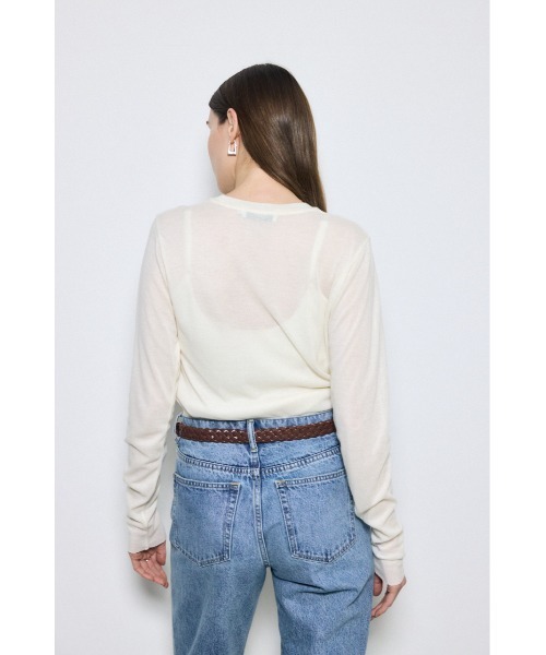 AZUL by moussy(アズールバイマウジー)の「シアー素材ロングTシャツ 秋服 春服 シアートップス ロンT 無地 長袖(Tシャツ/カットソー・レディース・ライトブラック/グレー/レッド/グリーン/オフホワイト・FREE)」の10枚目の写真