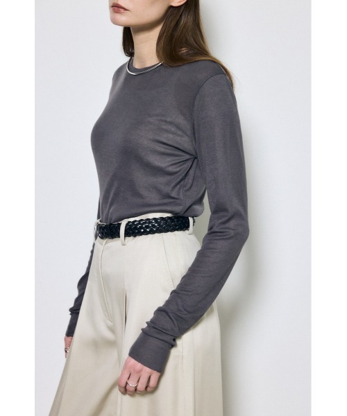 AZUL by moussy(アズールバイマウジー)の「シアー素材ロングTシャツ 秋服 春服 シアートップス ロンT 無地 長袖(Tシャツ/カットソー・レディース・ライトブラック/グレー/レッド/グリーン/オフホワイト・FREE)」の17枚目の写真