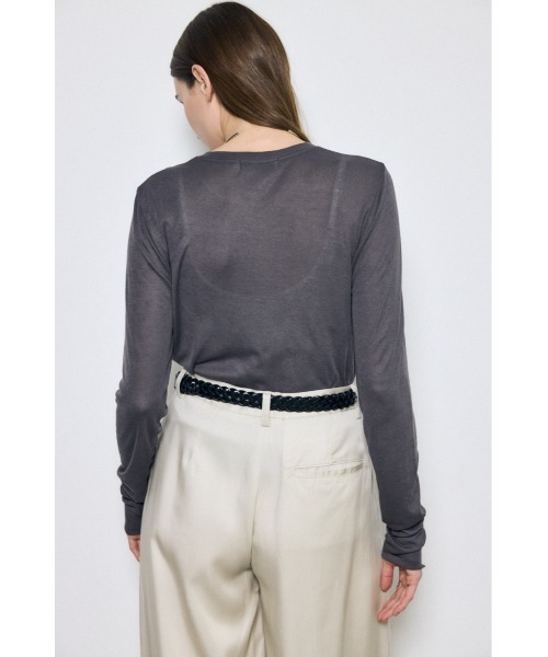 AZUL by moussy(アズールバイマウジー)の「シアー素材ロングTシャツ 秋服 春服 シアートップス ロンT 無地 長袖(Tシャツ/カットソー・レディース・ライトブラック/グレー/レッド/グリーン/オフホワイト・FREE)」の18枚目の写真