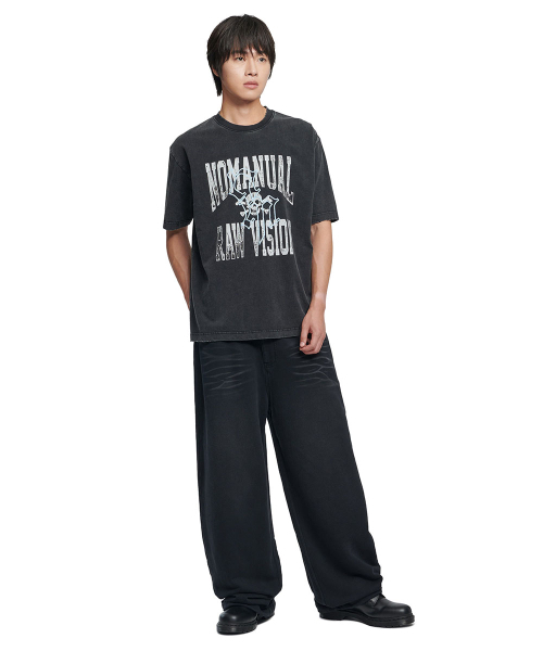 NOMANUAL(NOMANUAL)の「NM SKULL T-SHIRT - WASHED BLACK(Tシャツ/カットソー・レディース・その他・SMALL/MEDIUM/LARGE/X-LARGE)」の4枚目の写真