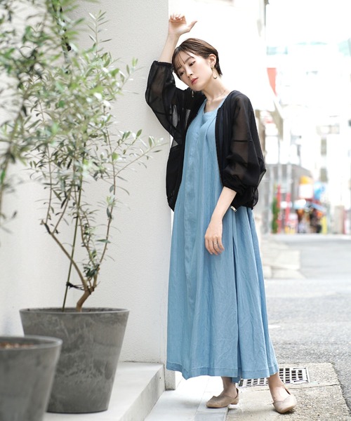 zootie（ズーティー）の「シアーブルゾン［ノーカラー］（ブルゾン・レディース・グレイッシュベージュ/ブラック・フリー）」の3枚目の写真