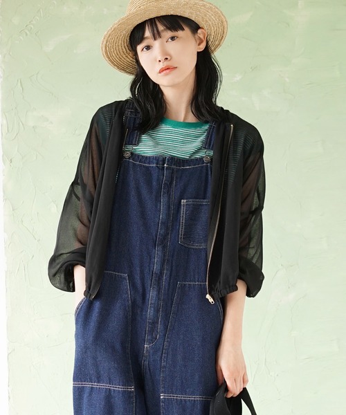 zootie（ズーティー）の「シアーブルゾン［ノーカラー］（ブルゾン・レディース・グレイッシュベージュ/ブラック・フリー）」の7枚目の写真