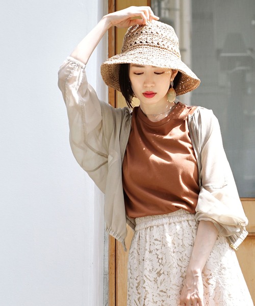 zootie（ズーティー）の「シアーブルゾン［ノーカラー］（ブルゾン・レディース・グレイッシュベージュ/ブラック・フリー）」の11枚目の写真