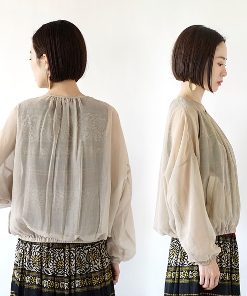 zootie（ズーティー）の「シアーブルゾン［ノーカラー］（ブルゾン・レディース・グレイッシュベージュ/ブラック・フリー）」の12枚目の写真