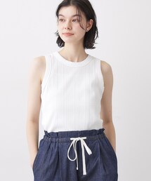 【ユニセックス/洗える】クルーネックリブタンクトップ