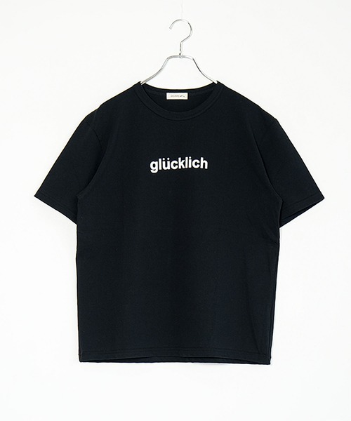 SOLAMONAT(ソラモナ)の「サラリト天竺 プリントT GLUCKLICH(Tシャツ/カットソー・レディース・ブラック/ホワイト×ブラック/ホワイト×レッド/レッド・FREE)」の4枚目の写真