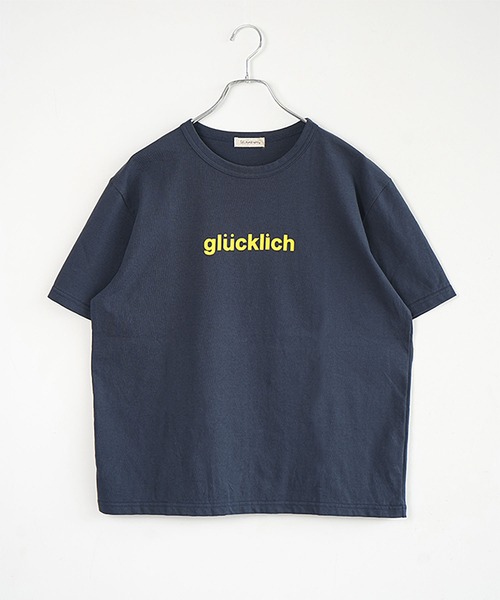 SOLAMONAT(ソラモナ)の「サラリト天竺 プリントT GLUCKLICH(Tシャツ/カットソー・レディース・ブラック/ホワイト×ブラック/ホワイト×レッド/レッド・FREE)」の5枚目の写真