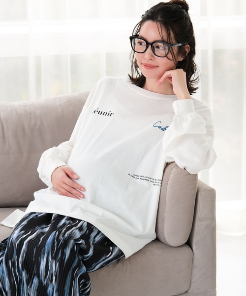 産前・産後対応】マタニティ／アソートプリント長袖T 660746