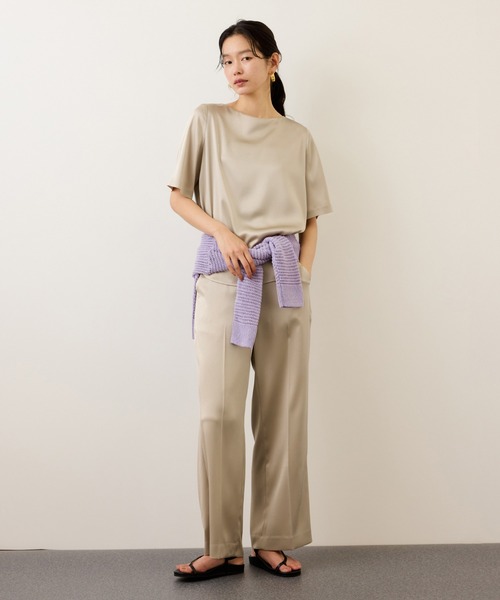 ROPE'（ロペ）の「ドレープサテンティーブラウス/セットアップ対応・イージーケア（シャツ/ブラウス・レディース・ブラック/イエロー系その他3/ベージュ・FREE）」の12枚目の写真