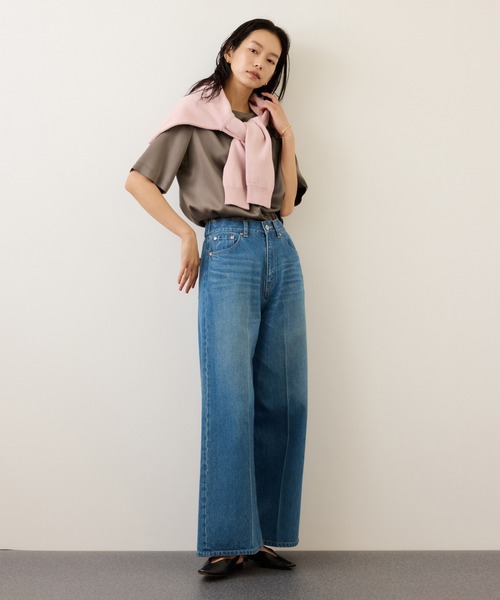 ROPE'（ロペ）の「ドレープサテンティーブラウス/セットアップ対応・イージーケア（シャツ/ブラウス・レディース・ブラック/イエロー系その他3/ベージュ・FREE）」の18枚目の写真