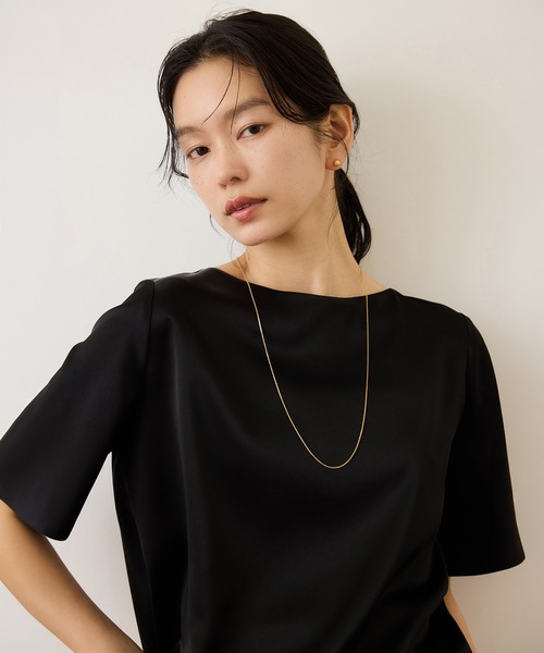 ROPE'（ロペ）の「ドレープサテンティーブラウス/セットアップ対応・イージーケア（シャツ/ブラウス・レディース・ブラック/イエロー系その他3/ベージュ・FREE）」の21枚目の写真