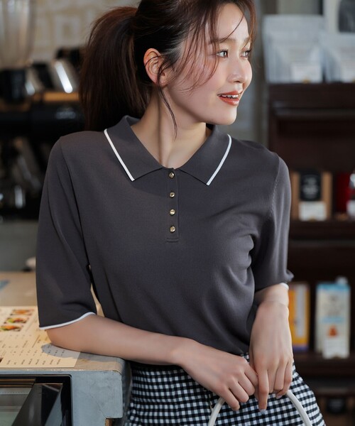 ANY SIS(エニィスィス)の「【アイスタッチ】ポロ ニット(ニット/セーター・レディース・スカイブルー系/ライトグレー系/グレー系/アイボリー系・X-SMALL)」の21枚目の写真