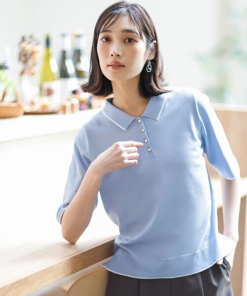 ANY SIS(エニィスィス)の「【アイスタッチ】ポロ ニット(ニット/セーター・レディース・スカイブルー系/ライトグレー系/グレー系/アイボリー系・X-SMALL)」の7枚目の写真