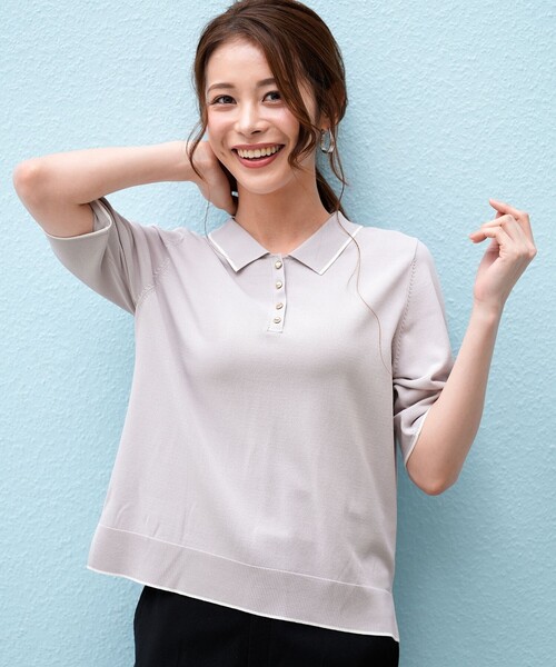 ANY SIS(エニィスィス)の「【アイスタッチ】ポロ ニット(ニット/セーター・レディース・スカイブルー系/ライトグレー系/グレー系/アイボリー系・X-SMALL)」の9枚目の写真
