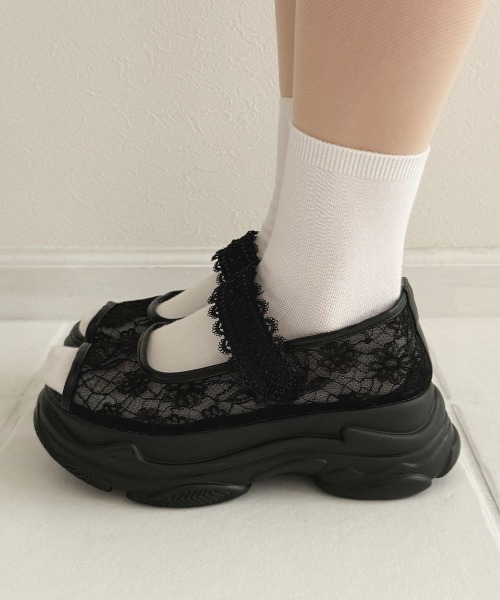 F i.n.t（フィント）の「レース使いスニーカーサンダル（サンダル・レディース・ブラック/オフホワイト・L/M/S）」の6枚目の写真