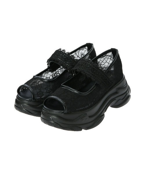 F i.n.t（フィント）の「レース使いスニーカーサンダル（サンダル・レディース・ブラック/オフホワイト・L/M/S）」の8枚目の写真