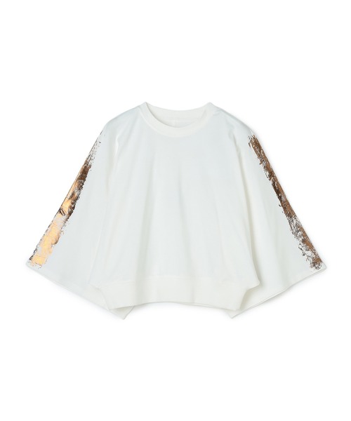 ATSURO TAYAMA(アツロウタヤマ)の「スムースコットン箔プリントドルマントップス(Tシャツ/カットソー・レディース・ホワイト/ブラック・M)」の6枚目の写真