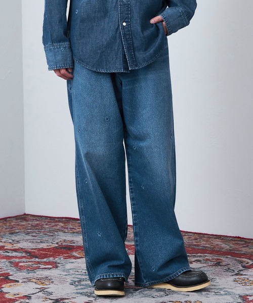 Lee（リー）の「Wrangler/ラングラー【US ORIGINAL】ワイドジーンズ フラワーエンブロイダリー　刺繍（デニムパンツ・メンズ・ブルー・SMALL/MEDIUM/LARGE）」の15枚目の写真