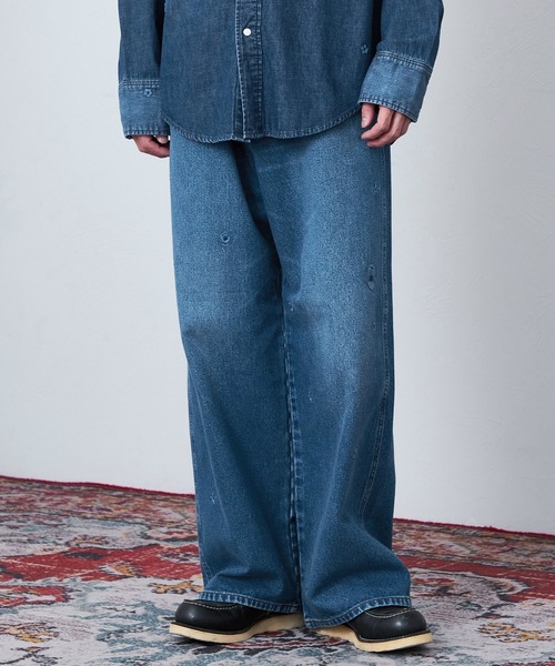 Lee（リー）の「Wrangler/ラングラー【US ORIGINAL】ワイドジーンズ フラワーエンブロイダリー　刺繍（デニムパンツ・メンズ・ブルー・SMALL/MEDIUM/LARGE）」の3枚目の写真