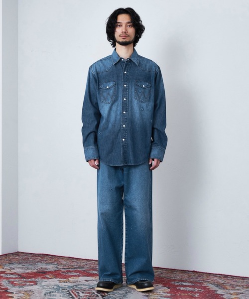 Lee（リー）の「Wrangler/ラングラー【US ORIGINAL】ワイドジーンズ フラワーエンブロイダリー　刺繍（デニムパンツ・メンズ・ブルー・SMALL/MEDIUM/LARGE）」の11枚目の写真