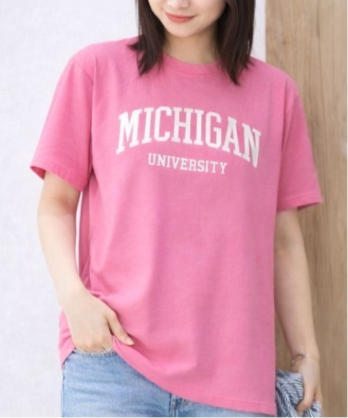 spiritoso（スピリトーゾ）の「MICHIGAN カレッジTシャツ（Tシャツ/カットソー・レディース・ネイビー/ロイヤルブルー/グリーン/ピンク/ライトブルー/ブラック系その他2/ホワイト系その他2/ブラック系その他/杢グレー/ホワイト系その他/ピンク系その他2・MEDIUM/LARGE/X-LARGE/SMALL）」の11枚目の写真