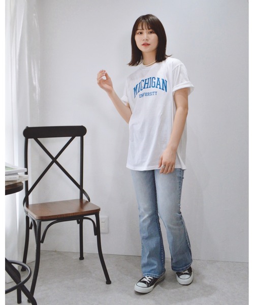 spiritoso（スピリトーゾ）の「MICHIGAN カレッジTシャツ（Tシャツ/カットソー・レディース・ネイビー/ロイヤルブルー/グリーン/ピンク/ライトブルー/ブラック系その他2/ホワイト系その他2/ブラック系その他/杢グレー/ホワイト系その他/ピンク系その他2・MEDIUM/LARGE/X-LARGE/SMALL）」の15枚目の写真