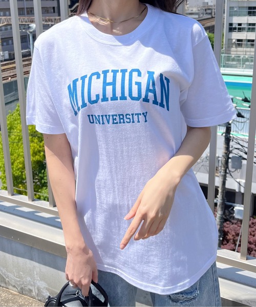 spiritoso（スピリトーゾ）の「MICHIGAN カレッジTシャツ（Tシャツ/カットソー・レディース・ネイビー/ロイヤルブルー/グリーン/ピンク/ライトブルー/ブラック系その他2/ホワイト系その他2/ブラック系その他/杢グレー/ホワイト系その他/ピンク系その他2・MEDIUM/LARGE/X-LARGE/SMALL）」の20枚目の写真