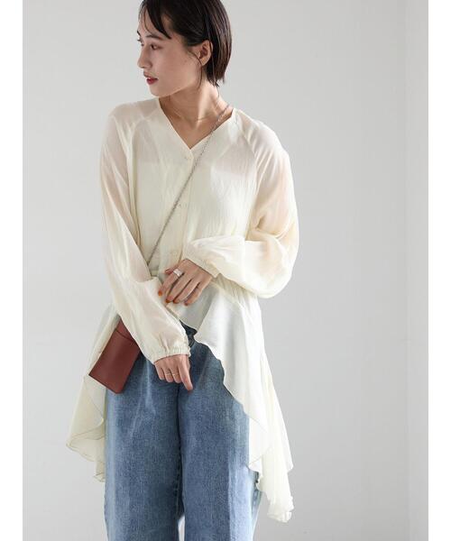 Te chichi（テチチ）の「イレギュラーヘムチュニックブラウス（チュニック・レディース・グリーン系その他/ベージュ/オフホワイト・F）」の4枚目の写真