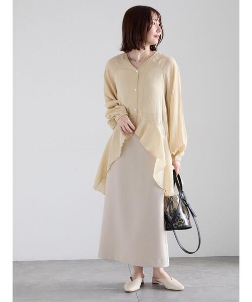 Te chichi（テチチ）の「イレギュラーヘムチュニックブラウス（チュニック・レディース・グリーン系その他/ベージュ/オフホワイト・F）」の8枚目の写真