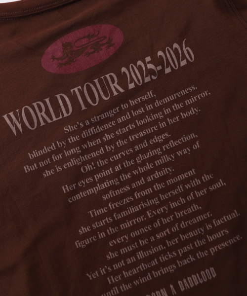 BADBLOOD(バッドブラッド)の「2025 ワールドツアーレイヤードロングスリーブ - バーガンディ/ストライプ(Tシャツ/カットソー・レディース・その他・M/L/S)」の3枚目の写真