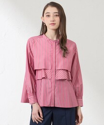 AMACA（アマカ）の「バンブーストライプ フレアブラウス（シャツ/ブラウス）」