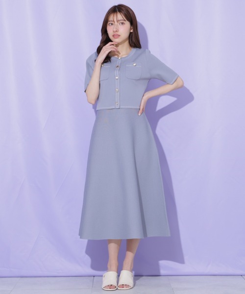 JILL by JILL STUART（ジルバイジルスチュアート）の「ニットジャケットセットアップ（ワンピース・レディース・ブルー/ネイビー/ピンク・FREE）」の9枚目の写真