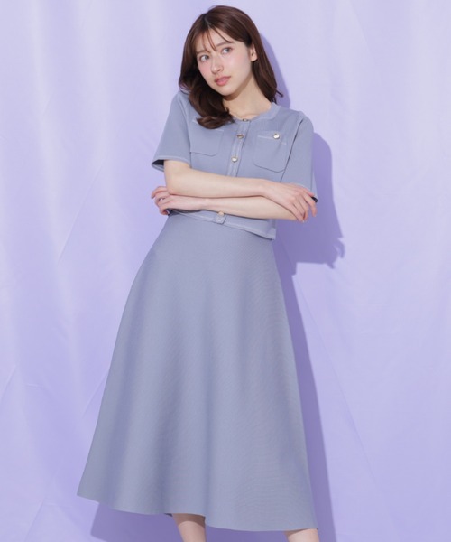 JILL by JILL STUART（ジルバイジルスチュアート）の「ニットジャケットセットアップ（ワンピース・レディース・ブルー/ネイビー/ピンク・FREE）」の4枚目の写真