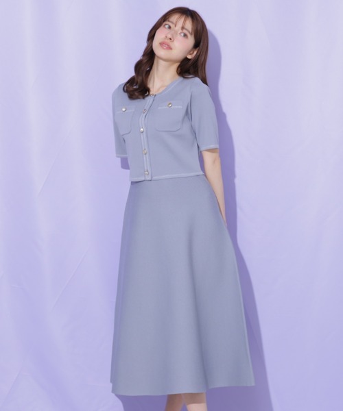 JILL by JILL STUART（ジルバイジルスチュアート）の「ニットジャケットセットアップ（ワンピース・レディース・ブルー/ネイビー/ピンク・FREE）」の6枚目の写真