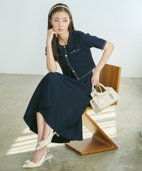 JILL by JILL STUART（ジルバイジルスチュアート）の「ニットジャケットセットアップ（ワンピース・レディース・ブルー/ネイビー/ピンク・FREE）」の14枚目の写真