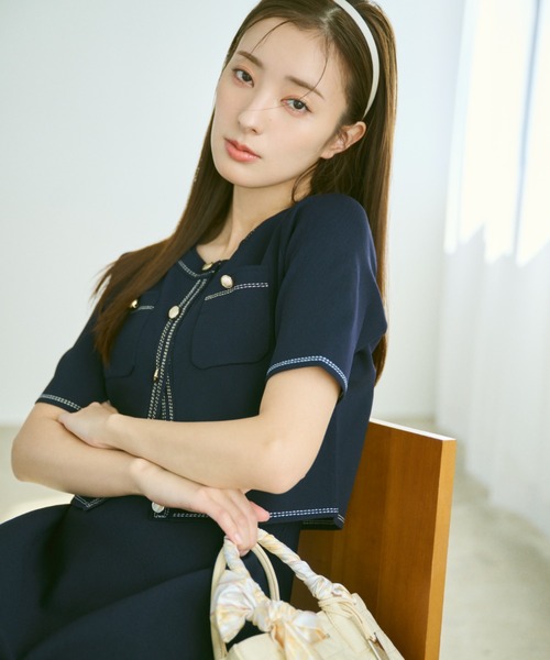 JILL by JILL STUART（ジルバイジルスチュアート）の「ニットジャケットセットアップ（ワンピース・レディース・ブルー/ネイビー/ピンク・FREE）」の15枚目の写真