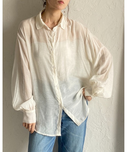 She's Closet(シーズクローゼット)の「長袖 オーバーサイズ シアーシャツ ブラウス(シャツ/ブラウス・レディース・ピンク/ブラウン/オリーブ/サックスブルー/ブラック/アイボリー・FREE)」の8枚目の写真