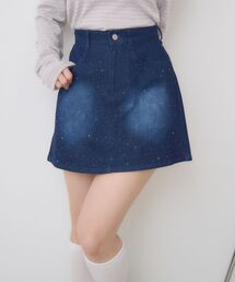 ラインストーン台形ミニスカート