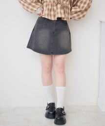 ラインストーン台形ミニスカート