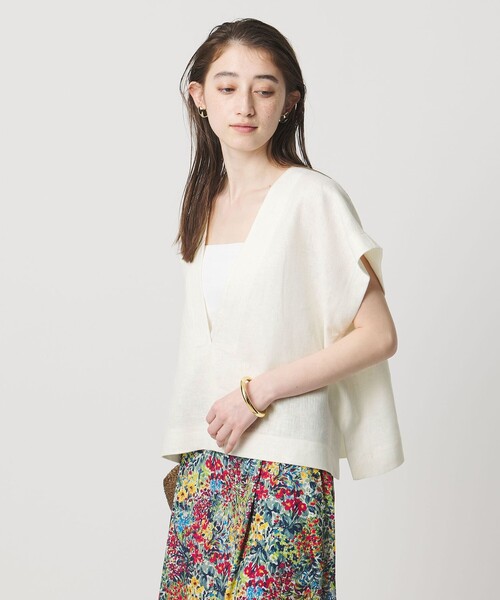 SACRA(サクラ)の「<SACRA>ラスティック Vネック トップ(シャツ/ブラウス・レディース・ホワイト/ベージュ・38)」の14枚目の写真