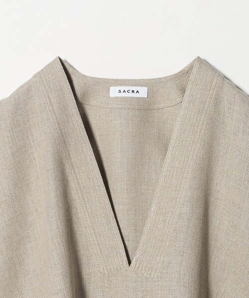 SACRA(サクラ)の「<SACRA>ラスティック Vネック トップ(シャツ/ブラウス・レディース・ホワイト/ベージュ・38)」の11枚目の写真