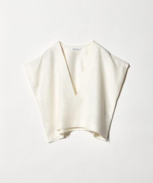 SACRA（サクラ）の「＜SACRA＞ラスティック Vネック トップ（シャツ/ブラウス・レディース・ホワイト/ベージュ・38）」の15枚目の写真